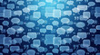 © LENSORIA - Abstract background with speech bubbles and quotation marks on a blue gradient backdrop
