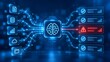 © MAMA Studio - Artificial intelligence brain processor analyzing data streams and detecting a system error shown as a red warning alert on a digital interface