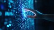 © Waheed - Female hand touching glowing digital binary code on a futuristic