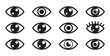 © MSTBEAUTY - Abstract black eye silhouettes displaying various pupil reflections and structures for designs.