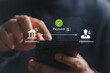 © Bordinthorn - Digital payment concept showing a smartphone transaction between a bank and customer, with security and dollar icons, symbolizing fintech, mobile banking, secure payments, and financial services.