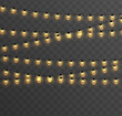 © ikril - Christmas string lights PNG. Silver realistic garland with luminous white bulbs and glowing LED lamps. Xmas decoration isolated on transparent background. Vector illustration.