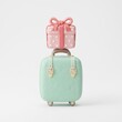 ©  nuRad'neur - Travel suitcase stacked with a wrapped holiday gift box on top 3D Icon