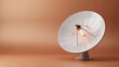 © Tanvir - Modern satellite dish antenna isolated on a solid gradient background for telecommunications and wireless broadcasting concepts