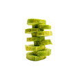© Mukta - Stack of fresh green cucumber slices balanced in a playful tower, isolated on a transparent background with copy space.