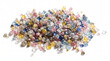 © Mithila - Assorted pile of colorful rough and cut diamonds and gemstones on a clean white surface