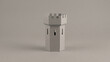 © Andika - Grey paper craft castle tower standing on a matching grey background
