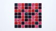 © Huzaifa - Vibrant square tiles arranged in a neat grid pattern showing various shades of red pink and dark purple colors