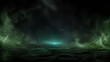 © Tanvir - Dark halloween background with green mystical fog and glowing light