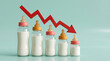 © Afaque - Decreasing baby bottle sizes illustrating milk consumption decline