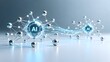 © Mrthullab - Two artificial intelligence nodes communicating across metallic neural network representing machine learning data transfer