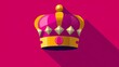 © nuanjan - Vibrant pink royal crown illustration featuring golden details and long shadow minimalist design concept for regal themes