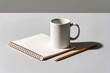 © TAlex - White Ceramic Mug, Notebook, and Pencil on Remote Work Desk