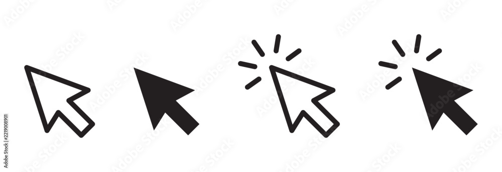 Stock-Vektorgrafik „Four different mouse cursor pointer icons ...