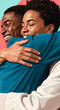 © Mirivox - Two people embracing, with eyes closed and smiles, symbolizing deep connection, joy, and affection, perfect for relationships or lifestyle themes