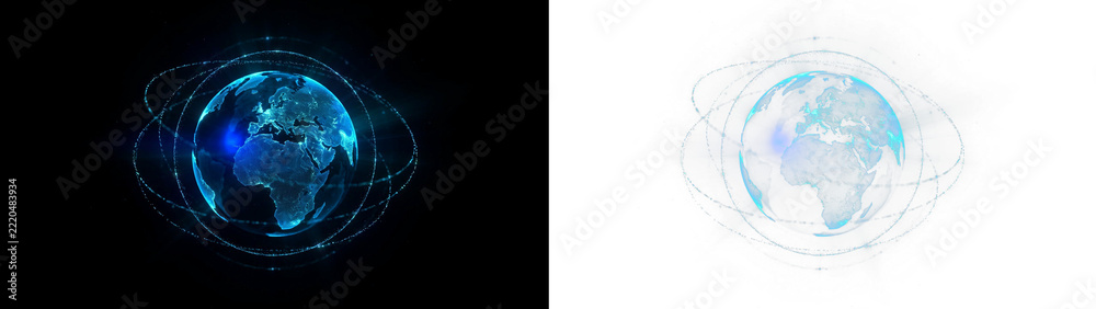 Abstract globe with data network connections and communication ...