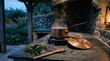 © tilialucida - Copper saucepan simmering at an outdoor cook station