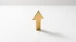 © Peng - Golden arrow pointing up on white surface, symbolizing growth, success, profit increase, business strategy, positive trend, financial gain, upward movement, economic development