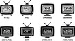 © MdNajmulHaque - Classic television screens showcasing various vintage video resolutions like NTSC PAL VGA and CRT display standards