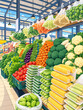 © Ersaaasa - A vibrant illustration of a fresh vegetable market, showcasing nature’s colorful harvest and the beauty of healthy living.