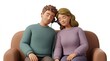© Md Raihan - Couple sharing music with headphones on a sofa, eyes closed