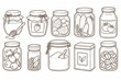 © CreativeLight - Collection of hand drawn jars with preserved foods and ingredients