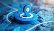 © nanskyblack - Blue location map pin with white circular center, navigation icon