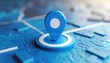 © nanskyblack - Blue location map pin with white circular center, navigation icon