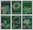 © Monwar - Set of six liquid abstract backgrounds in green gradient colors, fluid shapes and organic forms for modern graphic design, posters, banners, and flyers