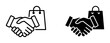 © Robin - Handshake and shopping bag icon set for business deal and retail agreement