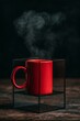 © Julia - Red steaming mug inside a square dark frame