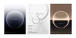 © KKK - Abstract cosmetic poster set with transparent glass spheres, serum inspired fluid geometry, bio science concept, minimal luxury skincare black white skin brown water drop premium royal cream circle