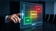© Zishan - Business professional touching digital probability and impact risk
