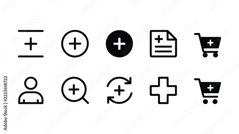 Add. Sign Image Download Plus Sign UI Icon Pack with Add to Cart and User Symbols for Web App ...
