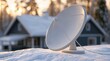 © Gregorii - Satellite communications, parabolic antenna installed at a residential property provides wireless signal reception, broadcasting and remote connectivity.