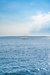 © HNstock - Motorboat cruising tranquil blue ocean on sunny summer day