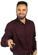 © fotofabrika - Man smiling while holding a remote control in a studio setting with a plain background