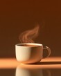 © Julia - Steaming white mug against a warm brown background