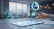 © CuteBee - Business professional hand touching digital quality assurance dashboard with holographic checkmarks and certification seal on tablet screen for workflow process monitoring