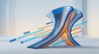 © CuteBee - Abstract glass and metal structure with flowing light lines representing digital data flow and modern architecture in a clean white business technology environment 3D