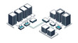 © aruna - Isometric Network Infrastructure with Servers and Data Centers Connected by Fiber Optics
