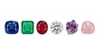 © jamal - Set of six assorted colorful gemstones arranged on transparent background