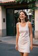 © Pixel-Shot - Happiness and joy, young woman laughing while walking on a city street, carefree lifestyle and positive mindset, casual summer fashion in urban area