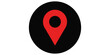 © muhammad - Red location map pin with black circular background used for digital navigation and point interest marking.