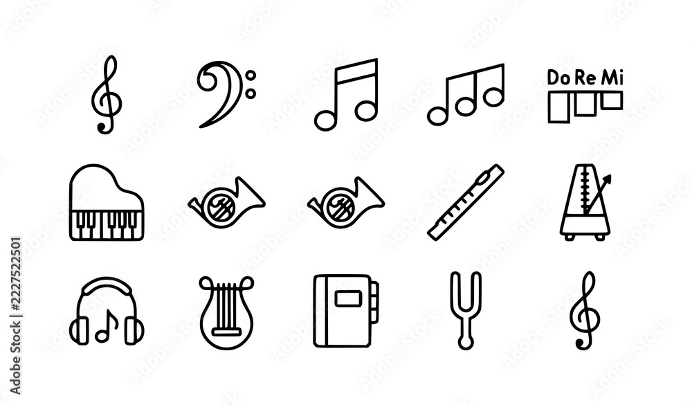 Orchrista Notes Image vectorielle Stock Sheet music icon vector set with outline ...