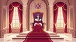© Alvin - Majestic queen wearing a golden crown sits gracefully on a grand royal throne inside an ornate castle hall.