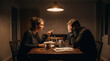 © linno - tense late night couple argument at kitchen table emotional documentary style cinematic shot of stressed relationship conflict realistic dramatic home scene