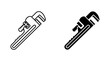 © Iqrabatool - Plumbing pipe wrench tool icon set in outline linear and filled solid black vector styles.
