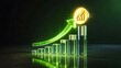 © Shameer - Glowing green financial growth chart with rising bars and upward arrow