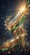 © CreativeDesignStudio - Financial Wealth and Success Concept with Rising Spiral Golden Ribbon Crystal Chart and Flying Coins